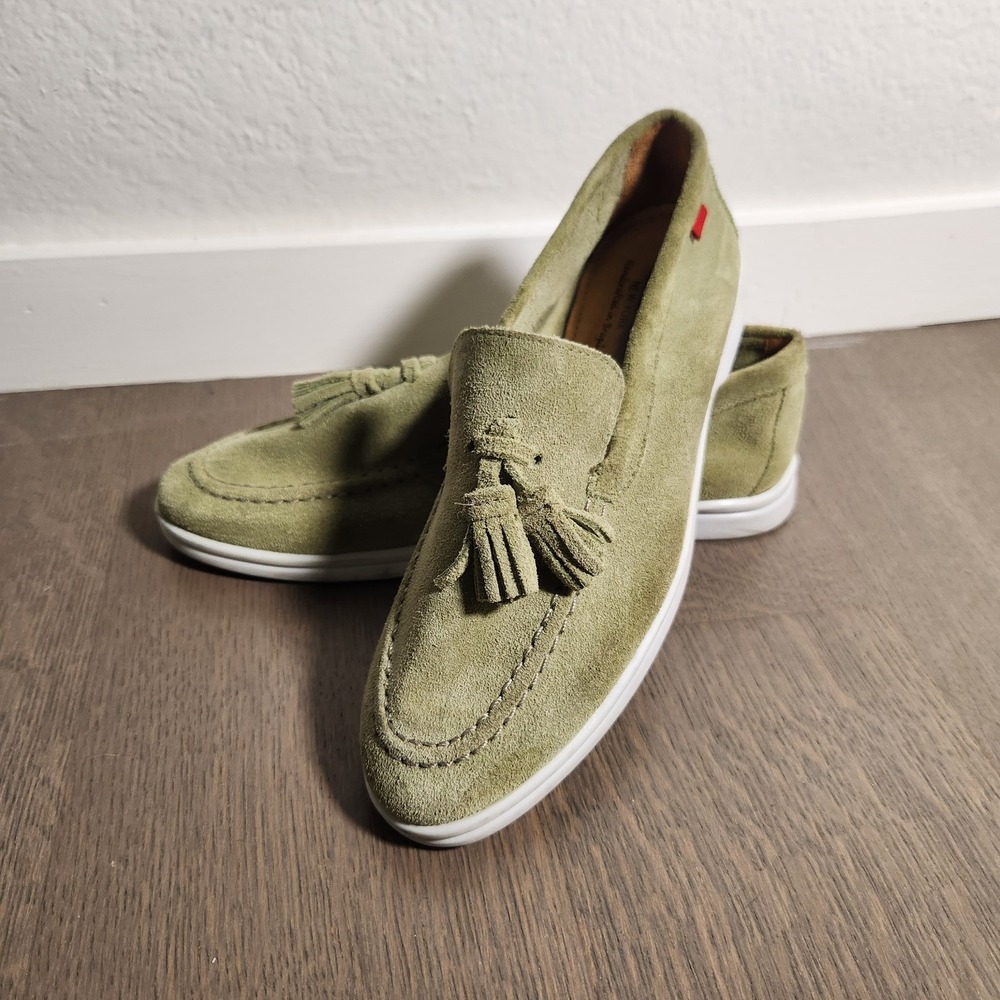 MARC JOSEPH NEW YORK Leather Tassel Loafer 6 Suede Green Flat Belle